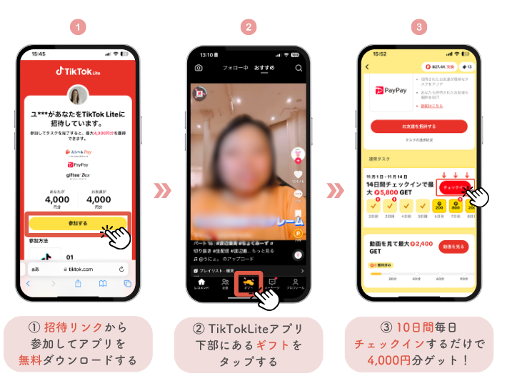 TikTokLiteの無料新規インストール【4,000円もらえる】